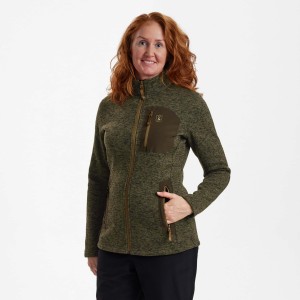 Myśliwska damska dzianinowa kurtka Lady Sarek 5984 Olive Night melange