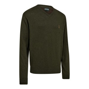 Myśliwski sweter Harrington z dekoltem V 8118 Forest Ember Melange