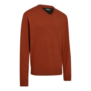 Myśliwski sweter Harrington z dekoltem w serek 8118 Oak Rust Melange