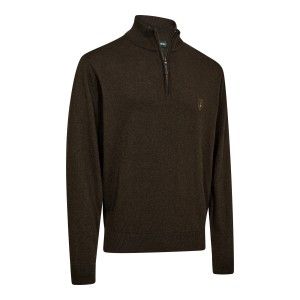 Myśliwski sweter Harrington ½-Zip Knit 8119 Brown Melange