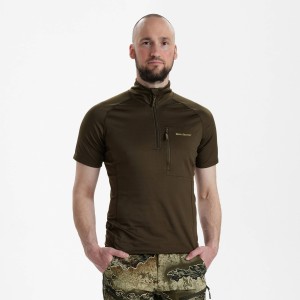 Myśliwski ocieplany T-shirt Excape z kołnierzem na zamek 8785 Art Green